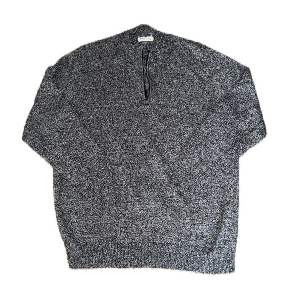 OAK HILL Black White Marled Cotton Quarter Zip Pullover Sweater | Men's Sz 2XLT